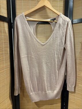 Light Pink shimmer V-Neck Women's Sweater